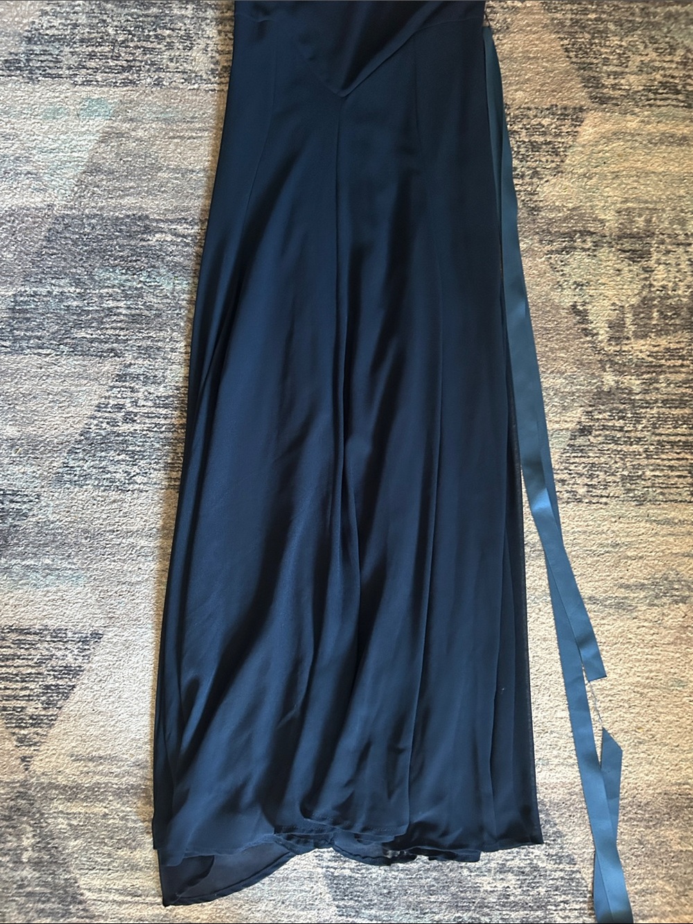 ASOS Navy Blue Maxi Dress with Ruffled Shoulders - Picture 4 of 9